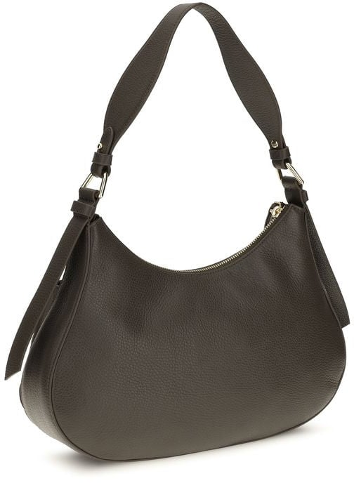 Coccinelle Brown Calf Leather Bos Taurus Shoulder Bag Zwart
