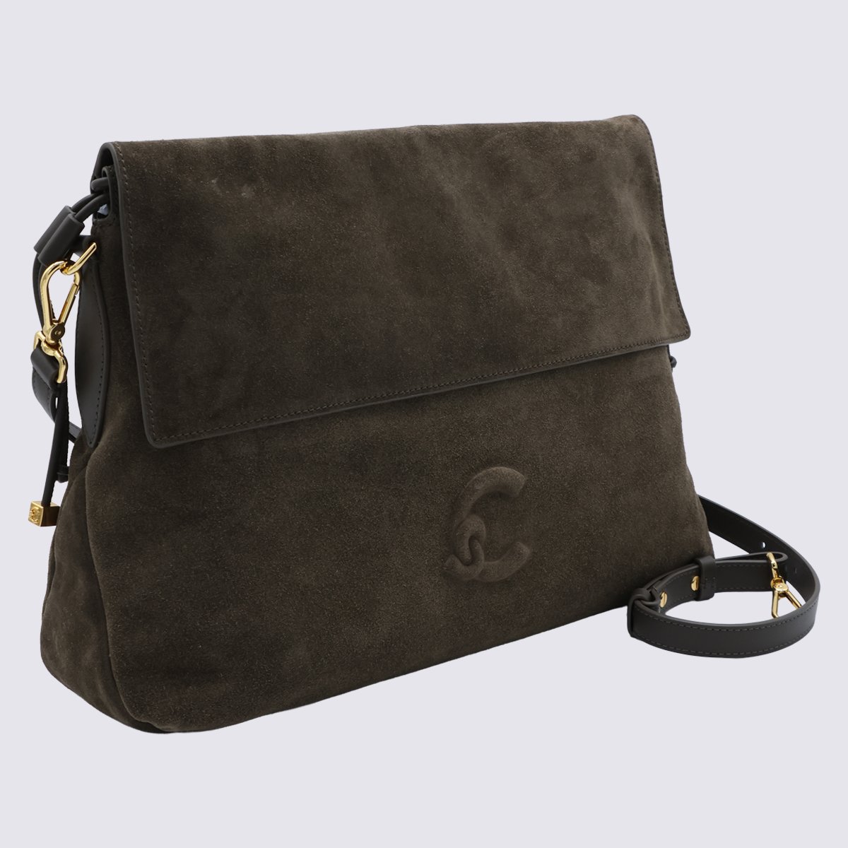 Coccinelle Structured Suede Bag with Fold-Over Flap Zwart
