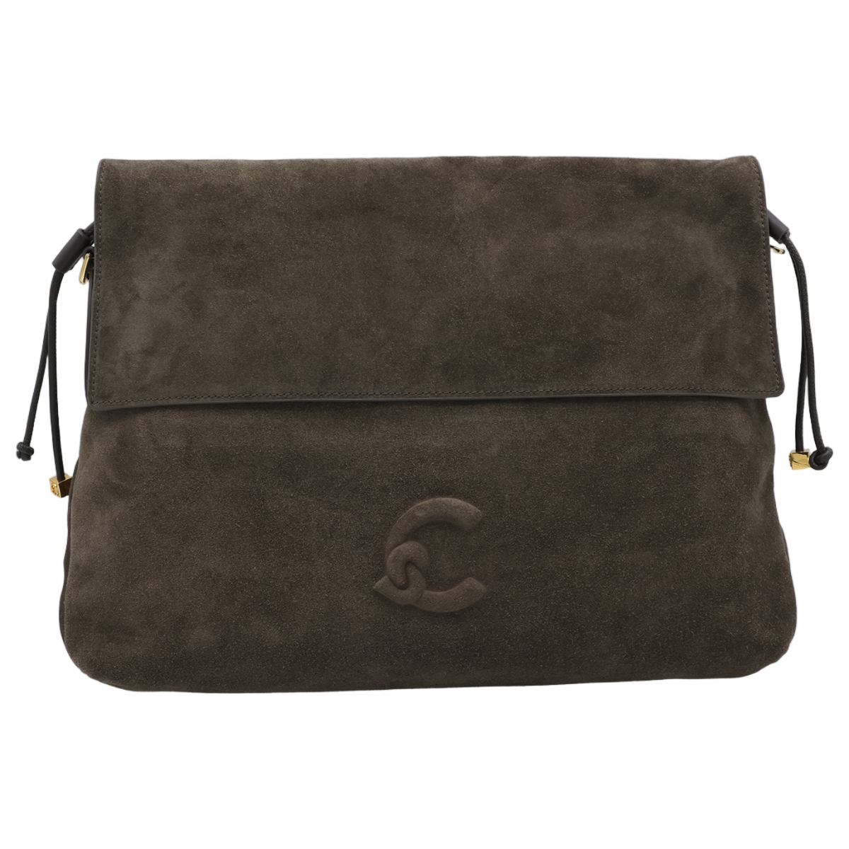 Coccinelle Structured Suede Bag with Fold-Over Flap Zwart