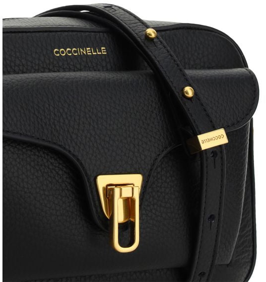 Coccinelle Coccinelle Black Calf Leather Bos Taurus Shoulder Bag Zwart