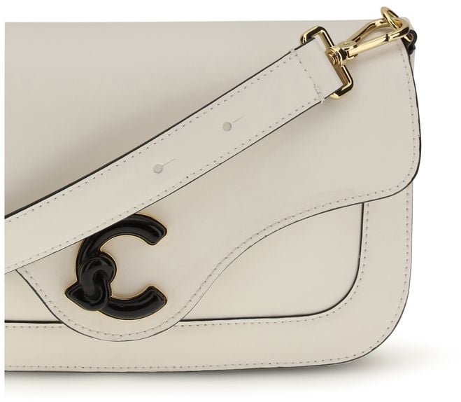 Coccinelle Coccinelle White Calf Leather Bos Taurus Shoulder Bag Wit