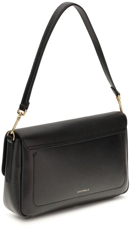 Coccinelle Coccinelle Black Calf Leather Bos Taurus Shoulder Bag Zwart