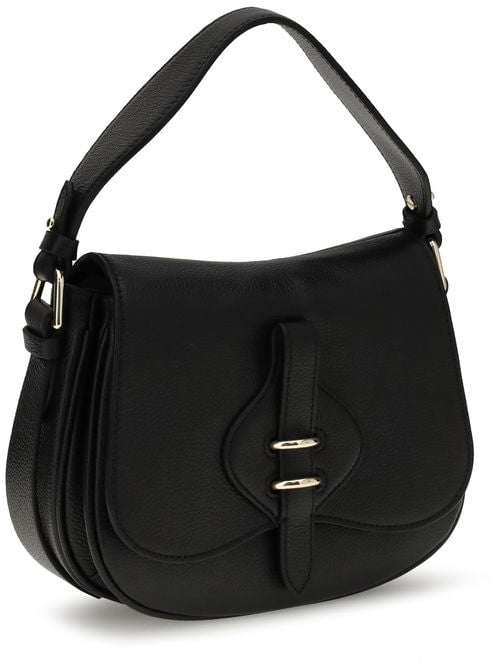 Coccinelle Coccinelle Black Calf Leather Bos Taurus Shoulder Bag Zwart