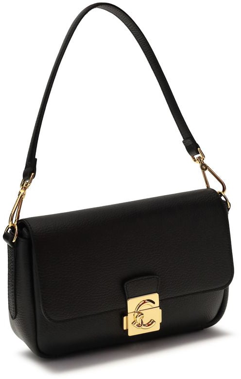 Coccinelle Coccinelle Black Calf Leather Bos Taurus Shoulder Bag Zwart