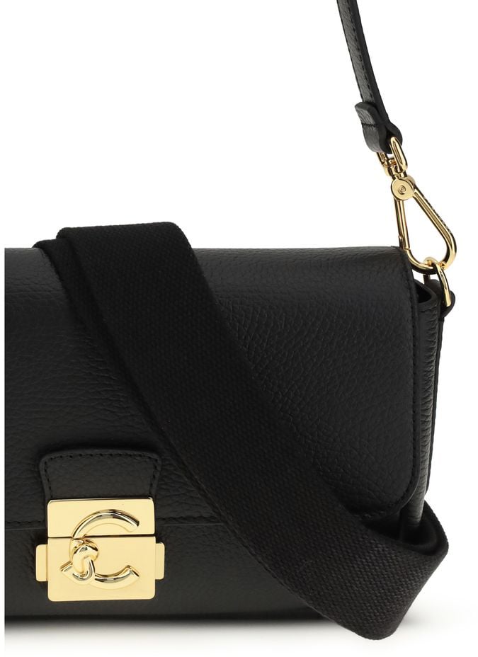 Coccinelle Coccinelle Black Calf Leather Bos Taurus Shoulder Bag Zwart