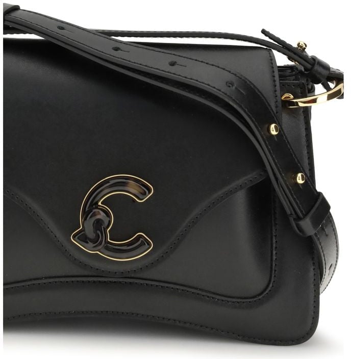 Coccinelle Coccinelle Black Calf Leather Bos Taurus Shoulder Bag Zwart