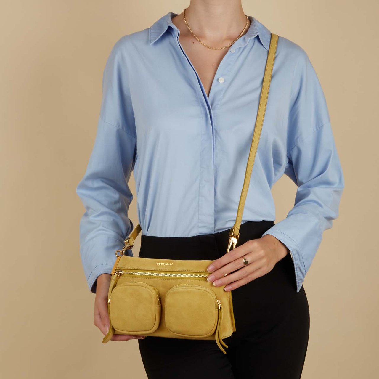 Coccinelle Hyle Suède Handtas Geel