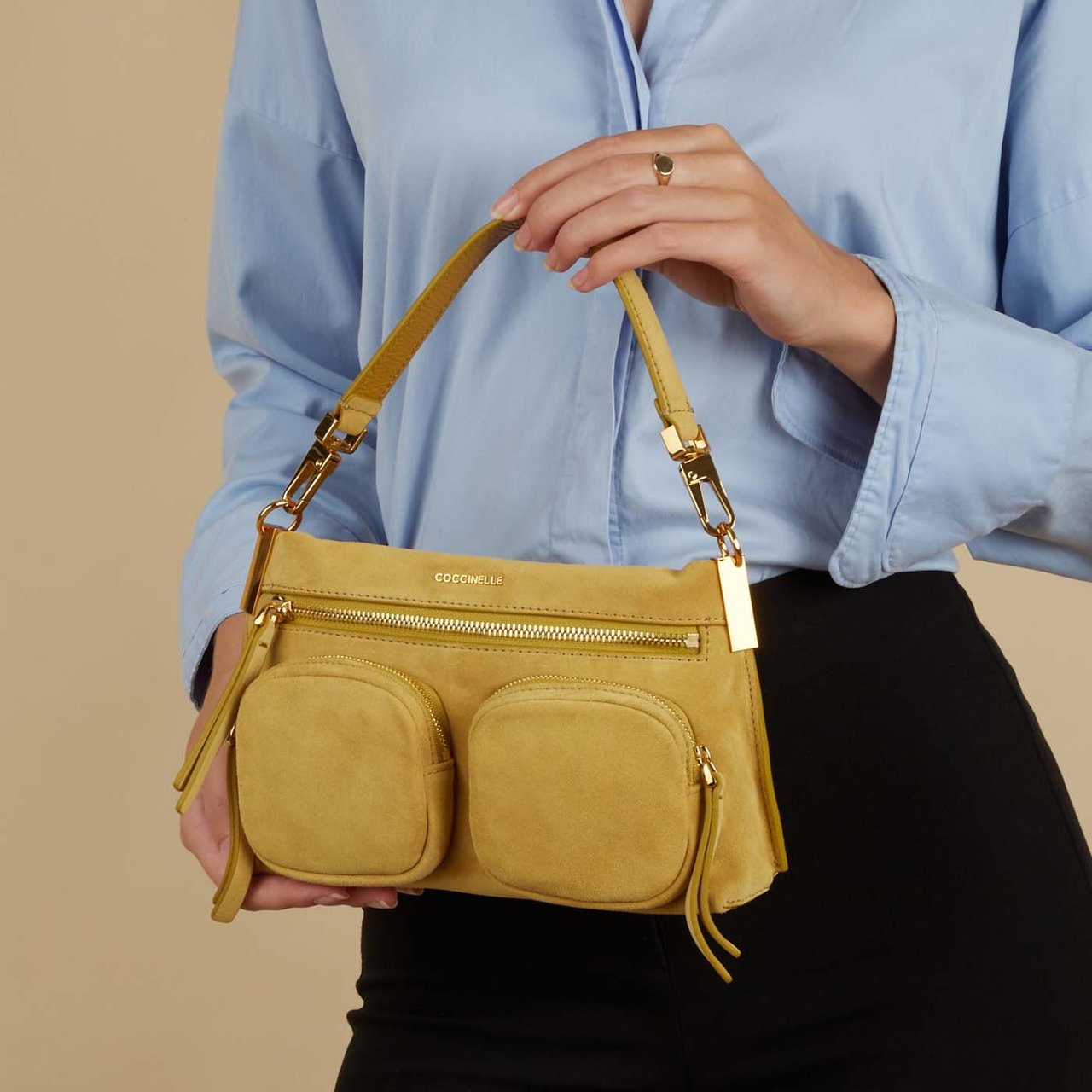 Coccinelle Hyle Suède Handtas Geel