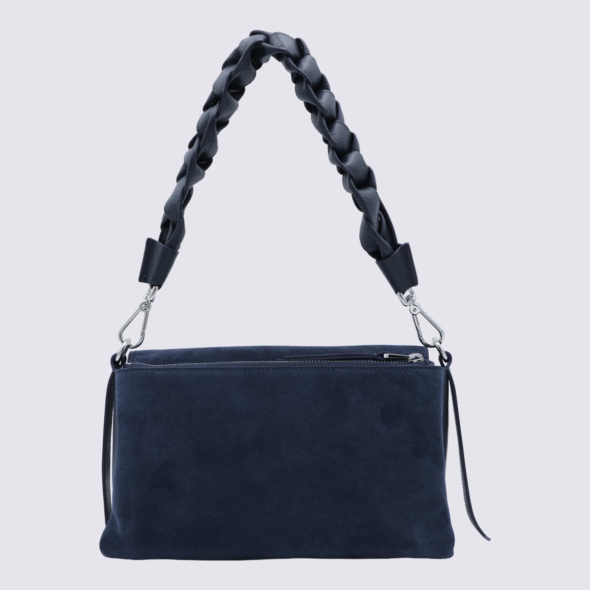 Coccinelle Rectangular Suede-Like Bag with Braided Handle Zwart