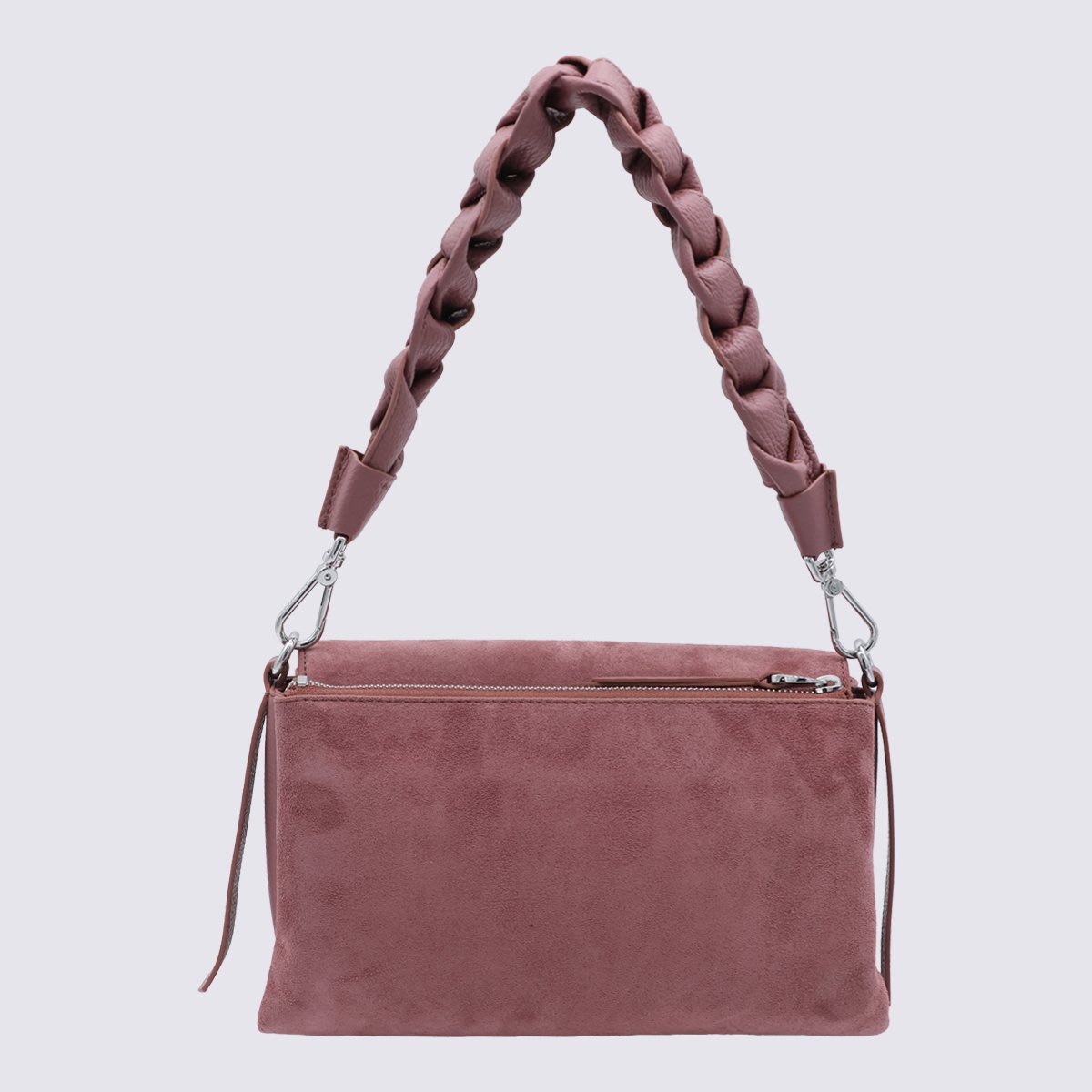 Coccinelle Muted Mauve Suede Handbag with Braided Handle Maroon
