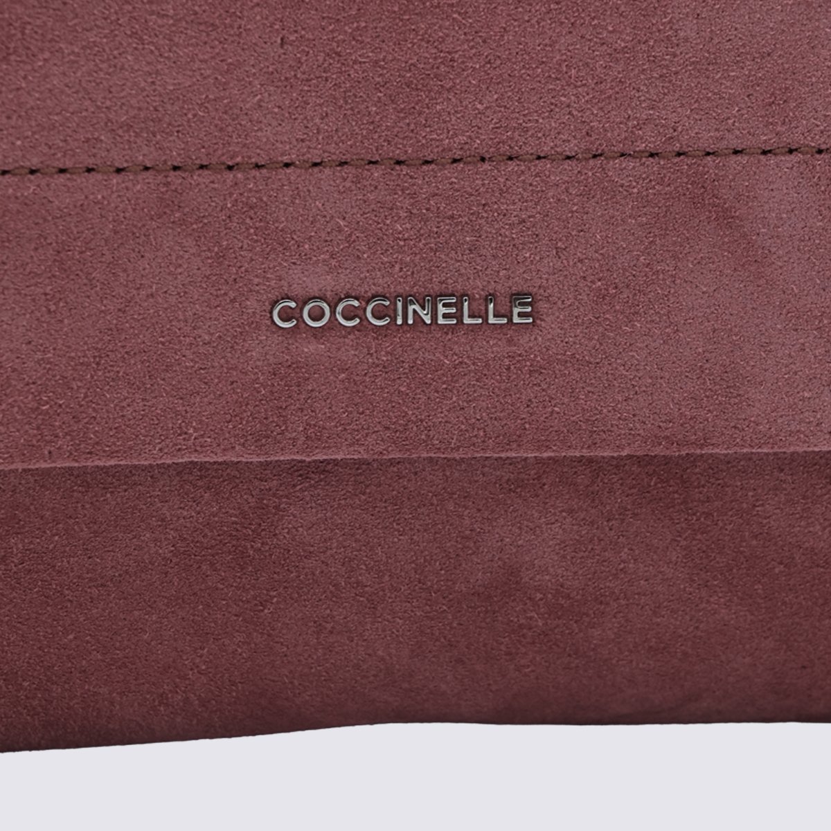 Coccinelle Muted Mauve Suede Handbag with Braided Handle Maroon