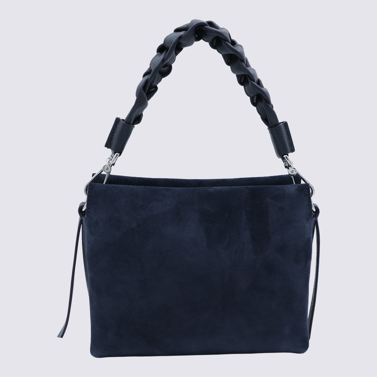 Coccinelle Suede Handbag with Braided Handle and Minimalist Design Zwart