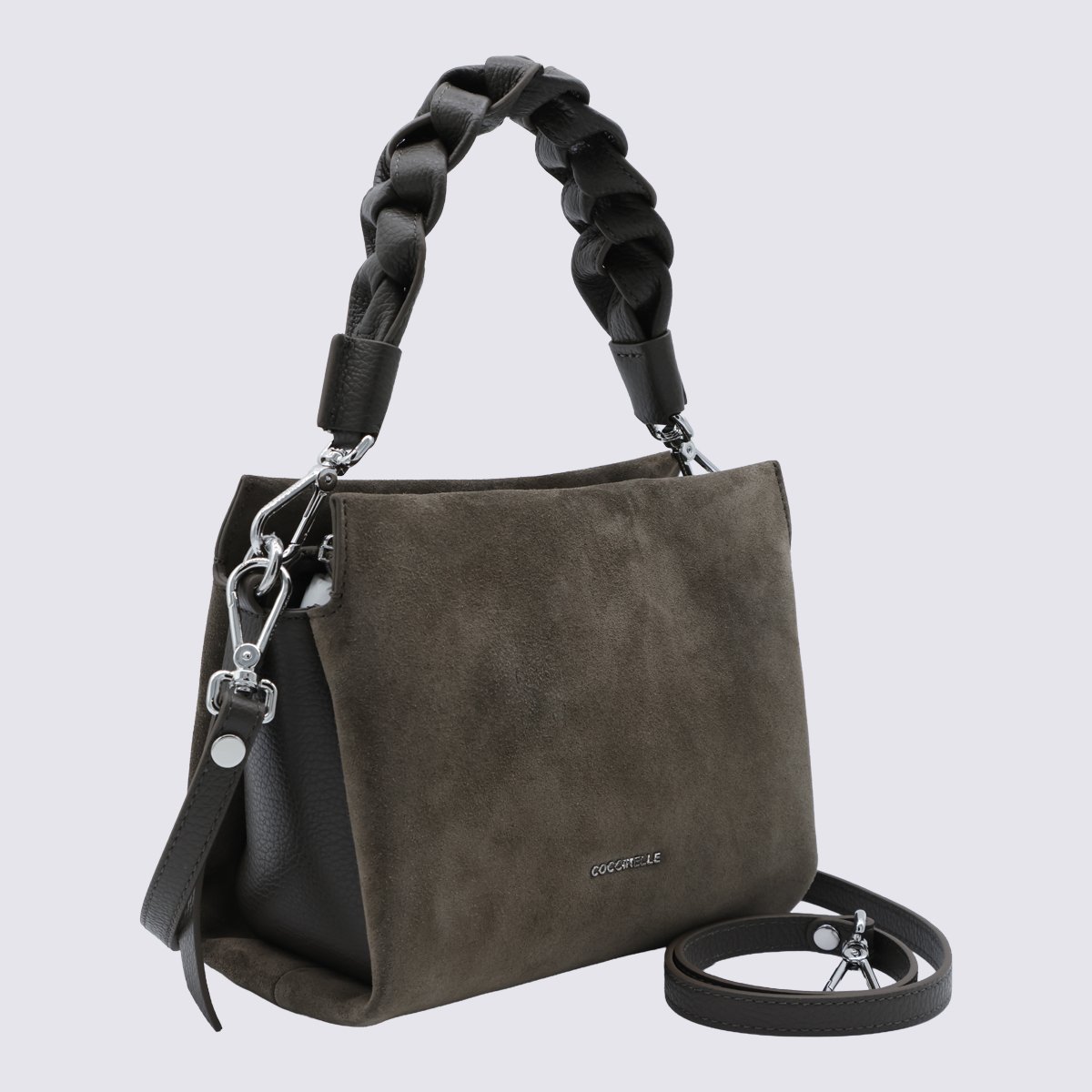 Coccinelle Structured Handbag with Braided Handle and Minimalist Design Grijs