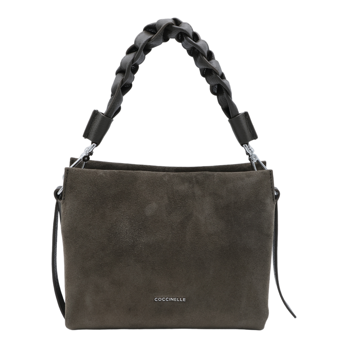 Coccinelle Structured Handbag with Braided Handle and Minimalist Design Grijs