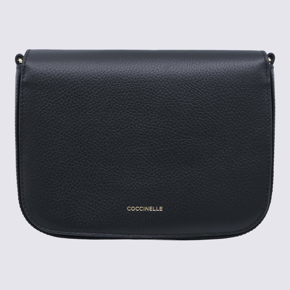 Coccinelle Structured Pebbled Handbag with Gold-tone Clasp Zwart