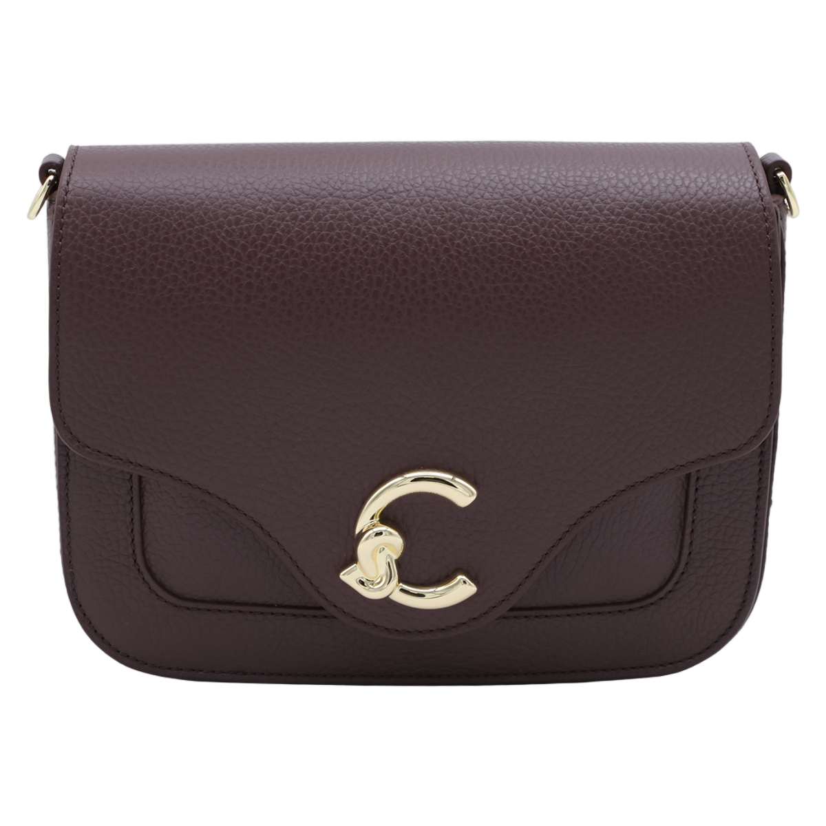 Coccinelle Structured Brown Pebbled Leather Coccinelle Handbag Zwart