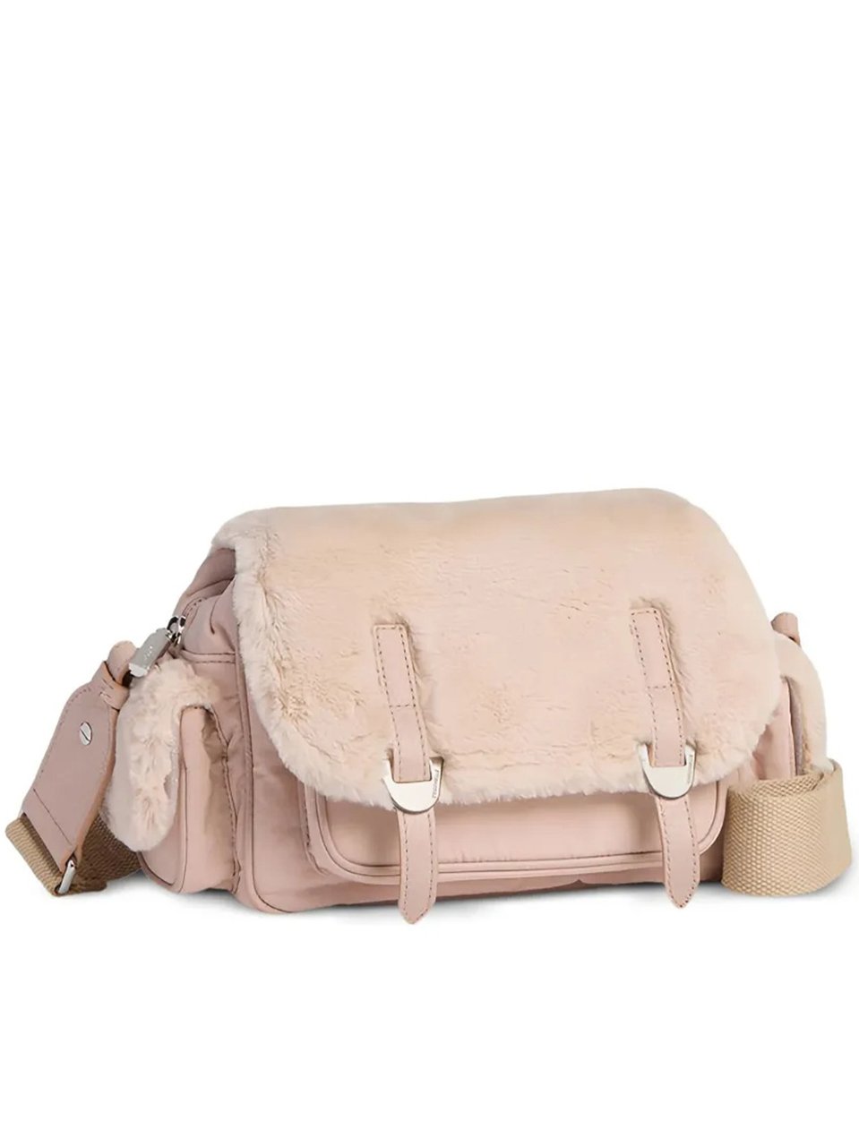 Coccinelle Campus Plush Flap Nylon Shoulder Bag Neutraal