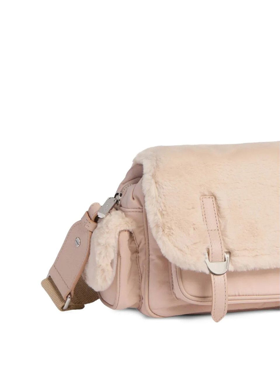 Coccinelle Campus Plush Flap Nylon Shoulder Bag Neutraal