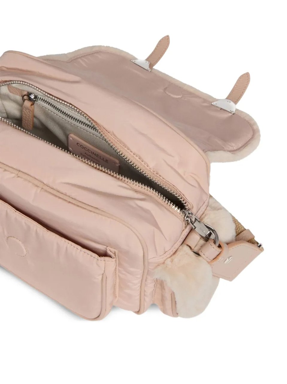 Coccinelle Campus Plush Flap Nylon Shoulder Bag Neutraal