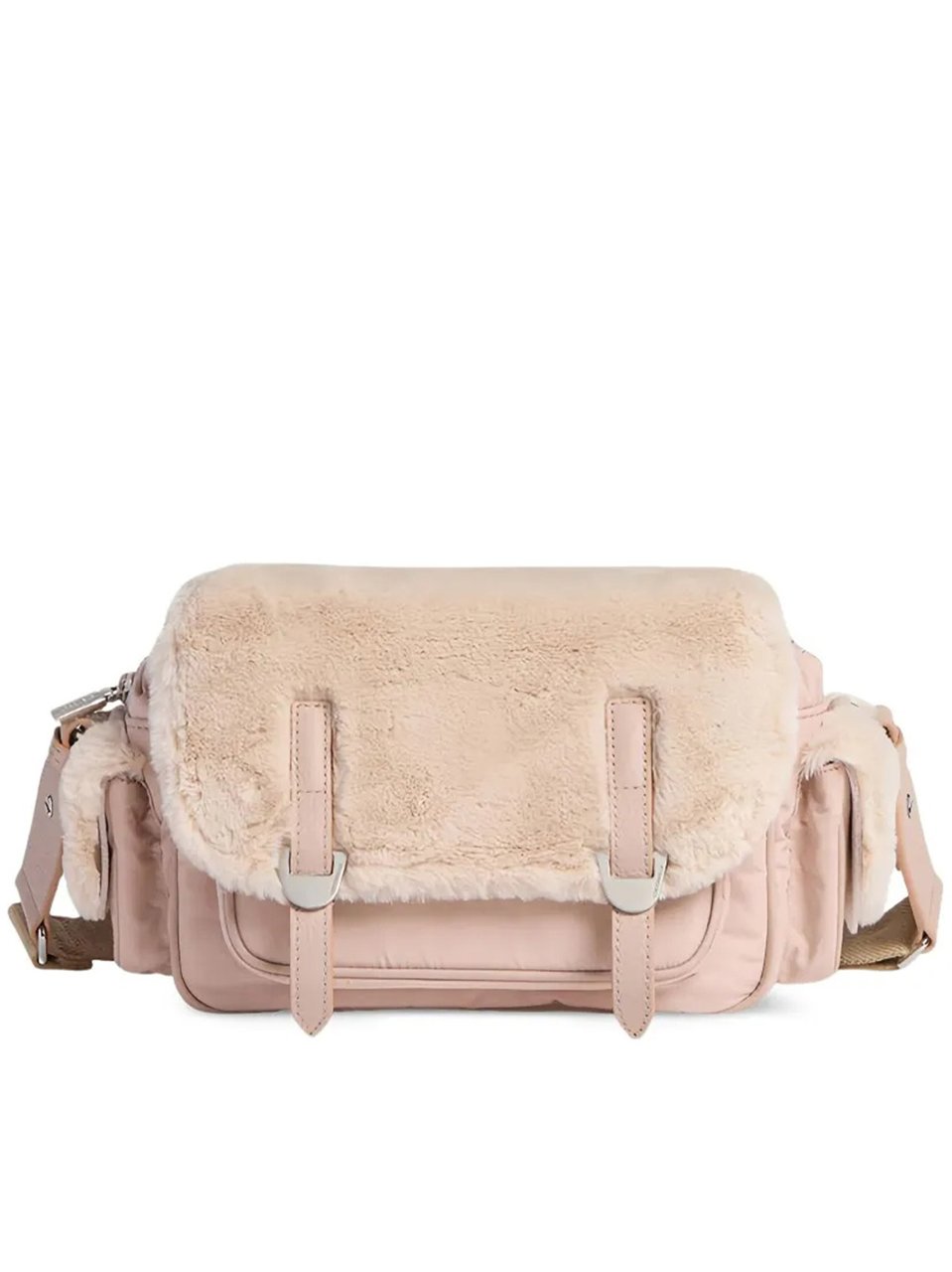 Coccinelle Campus Plush Flap Nylon Shoulder Bag Neutraal