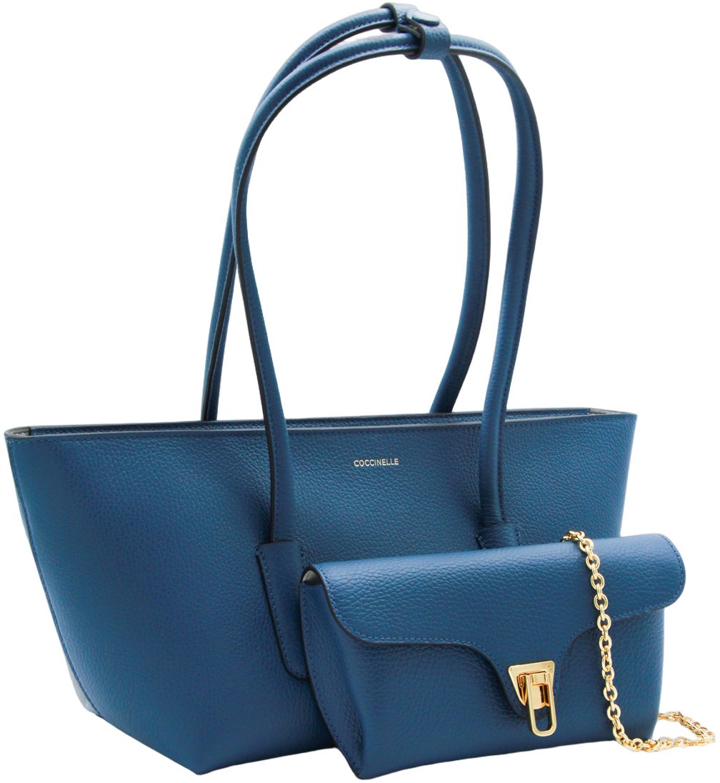Coccinelle Structured Deep Blue Tote Bag Blauw