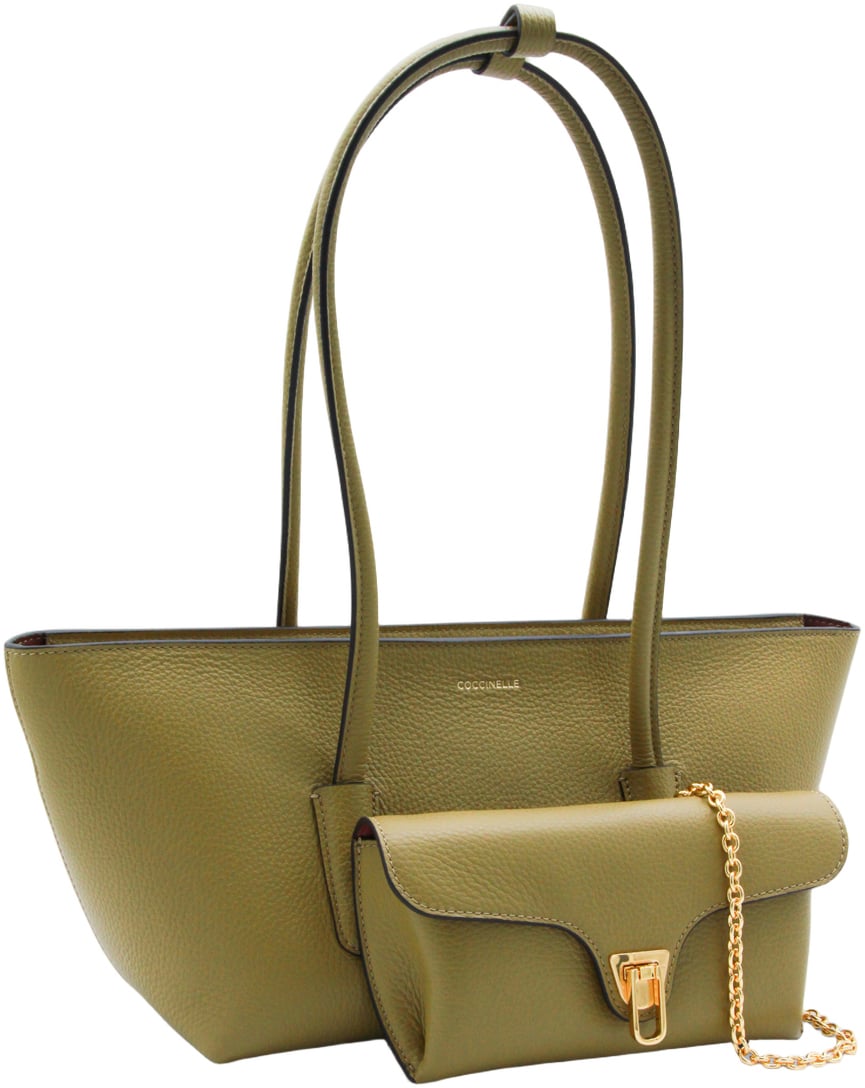 Coccinelle Trapezoidal Handbag with Gold-tone Clasp Groen
