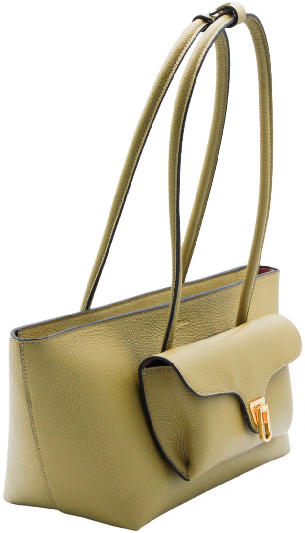 Coccinelle Trapezoidal Handbag with Gold-tone Clasp Groen