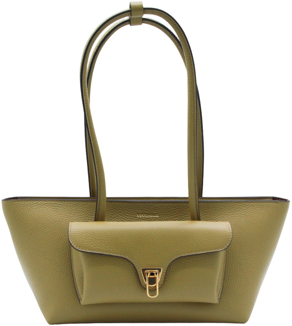 Coccinelle Trapezoidal Handbag with Gold-tone Clasp Groen