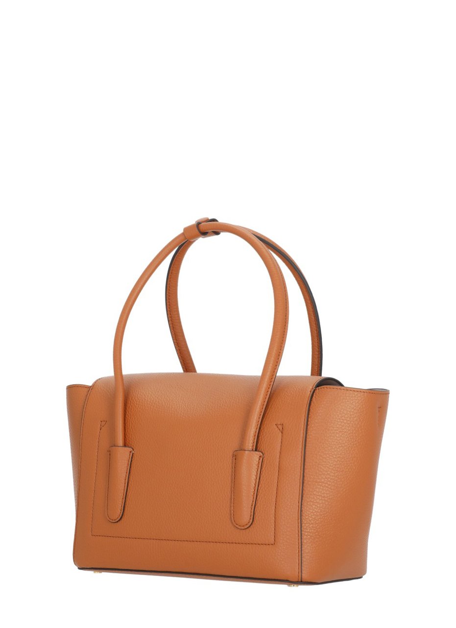 Coccinelle Structured Medium Shoulder Bag With Pebbled Leather Finish Bruin