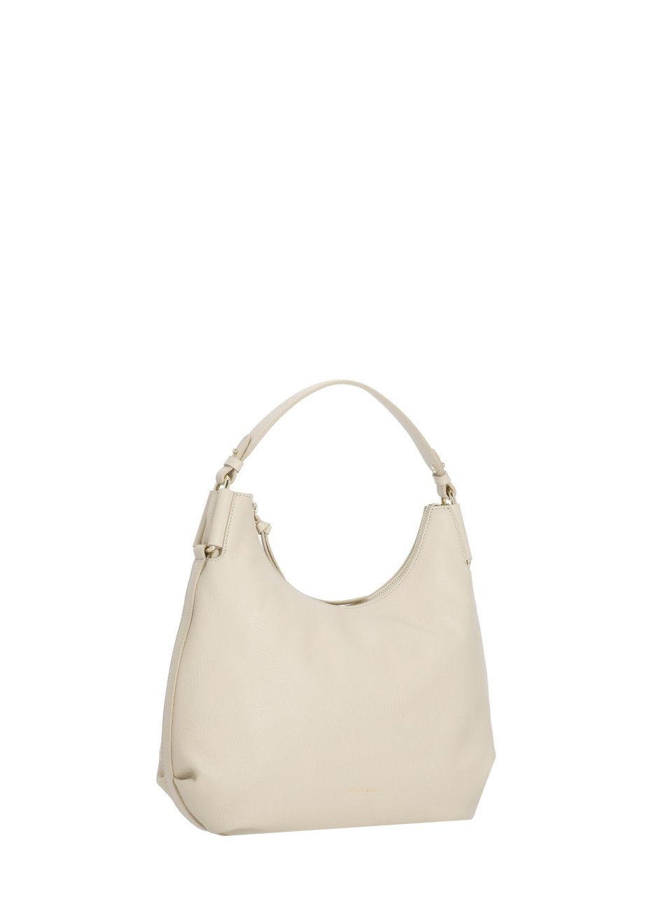Coccinelle Beige Pebbled Leather Shoulder Bag With Adjustable Strap Rood