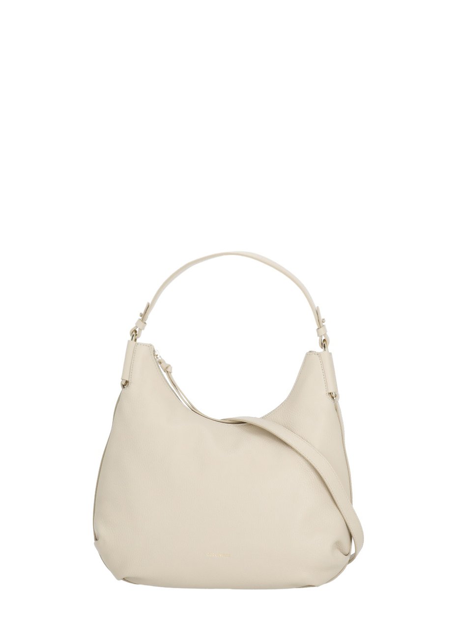 Coccinelle Beige Pebbled Leather Shoulder Bag With Adjustable Strap Rood