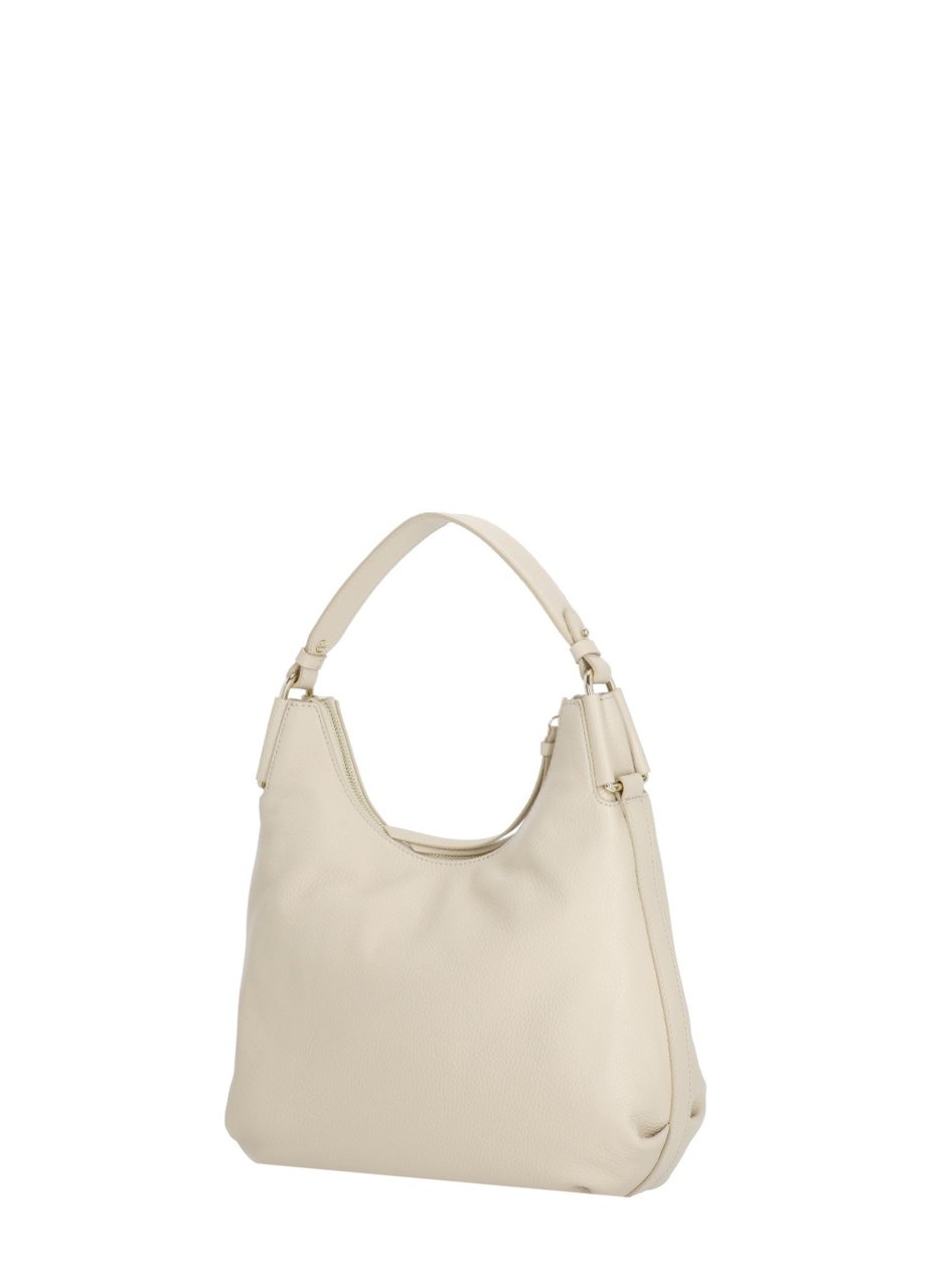 Coccinelle Beige Pebbled Leather Shoulder Bag With Adjustable Strap Rood
