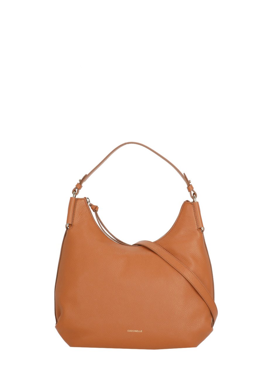 Coccinelle Medium-Sized Pebbled Leather Shoulder Bag With Removable Strap Oranje