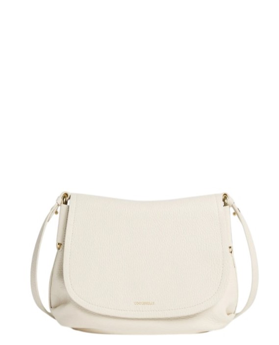 Coccinelle Grained Leather Shoulder Bag With Flap Closure Neutraal