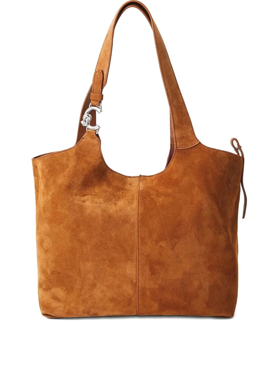 Coccinelle Spacious Brown Suede Shoulder Bag with Minimalist Design Bruin