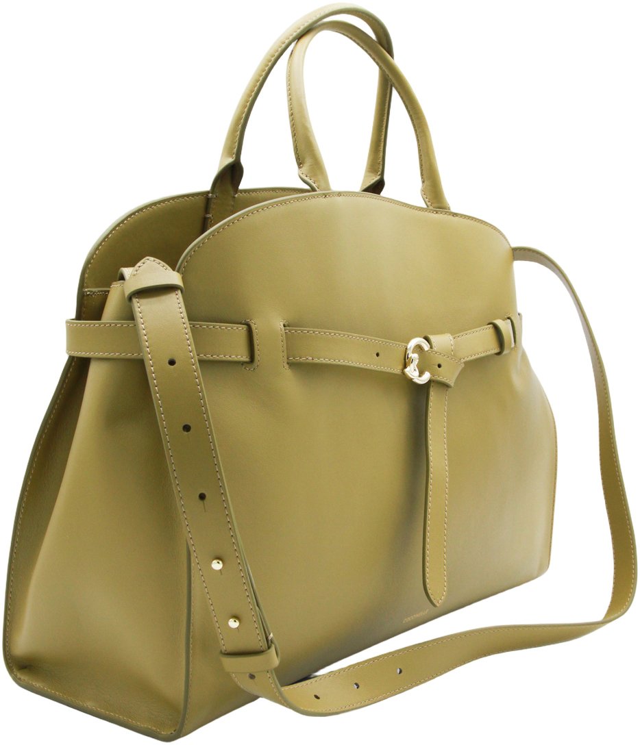 Coccinelle Structured Handbag with Distinctive Belt Detail Groen