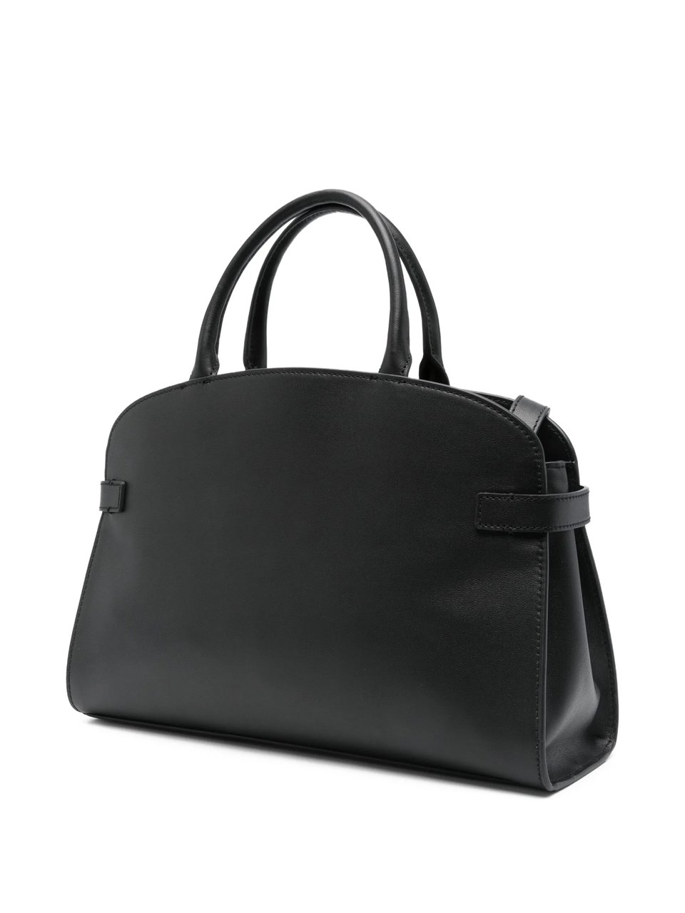 Coccinelle Structured Leather Handbag with Gold-Accent Detail Zwart