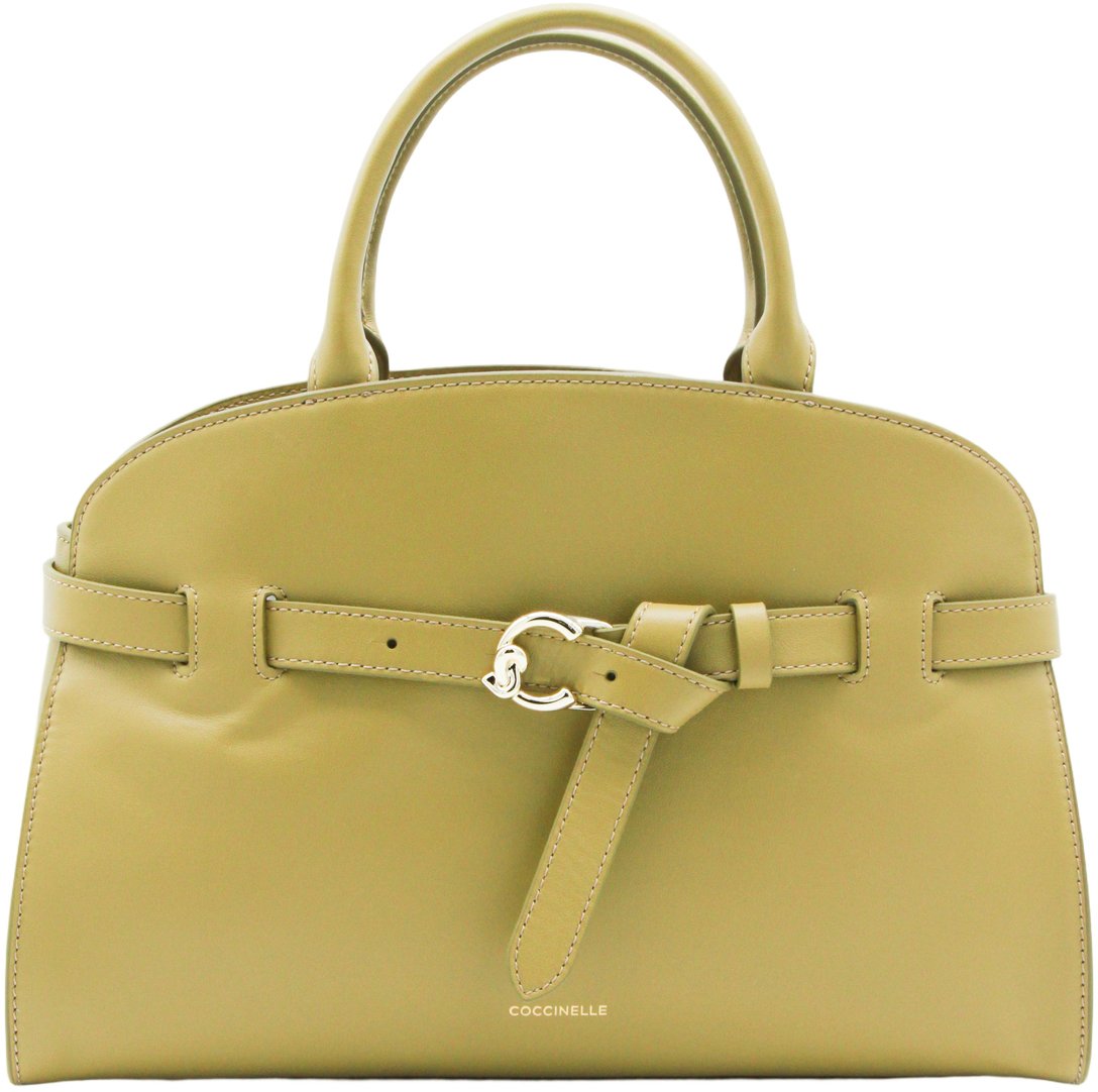 Coccinelle Structured Handbag with Rounded Top Edge Groen