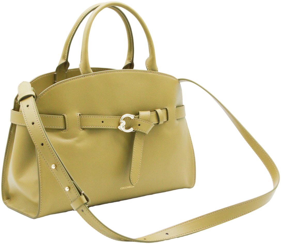 Coccinelle Structured Handbag with Rounded Top Edge Groen