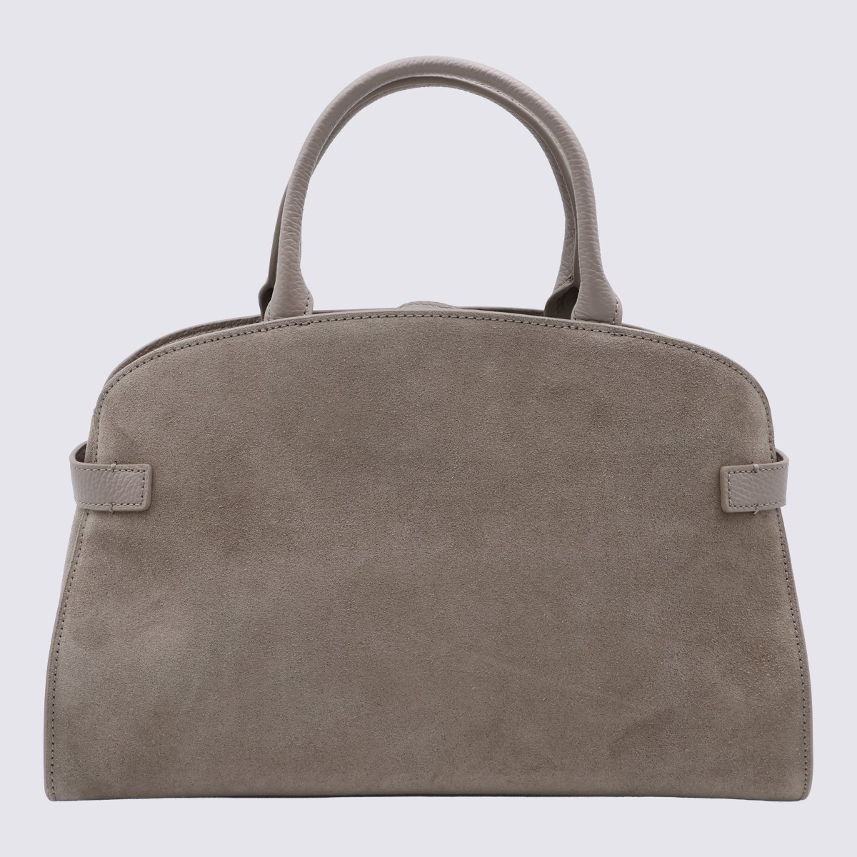 Coccinelle Structured Taupe Suede Handbag with Belt Detail Grijs