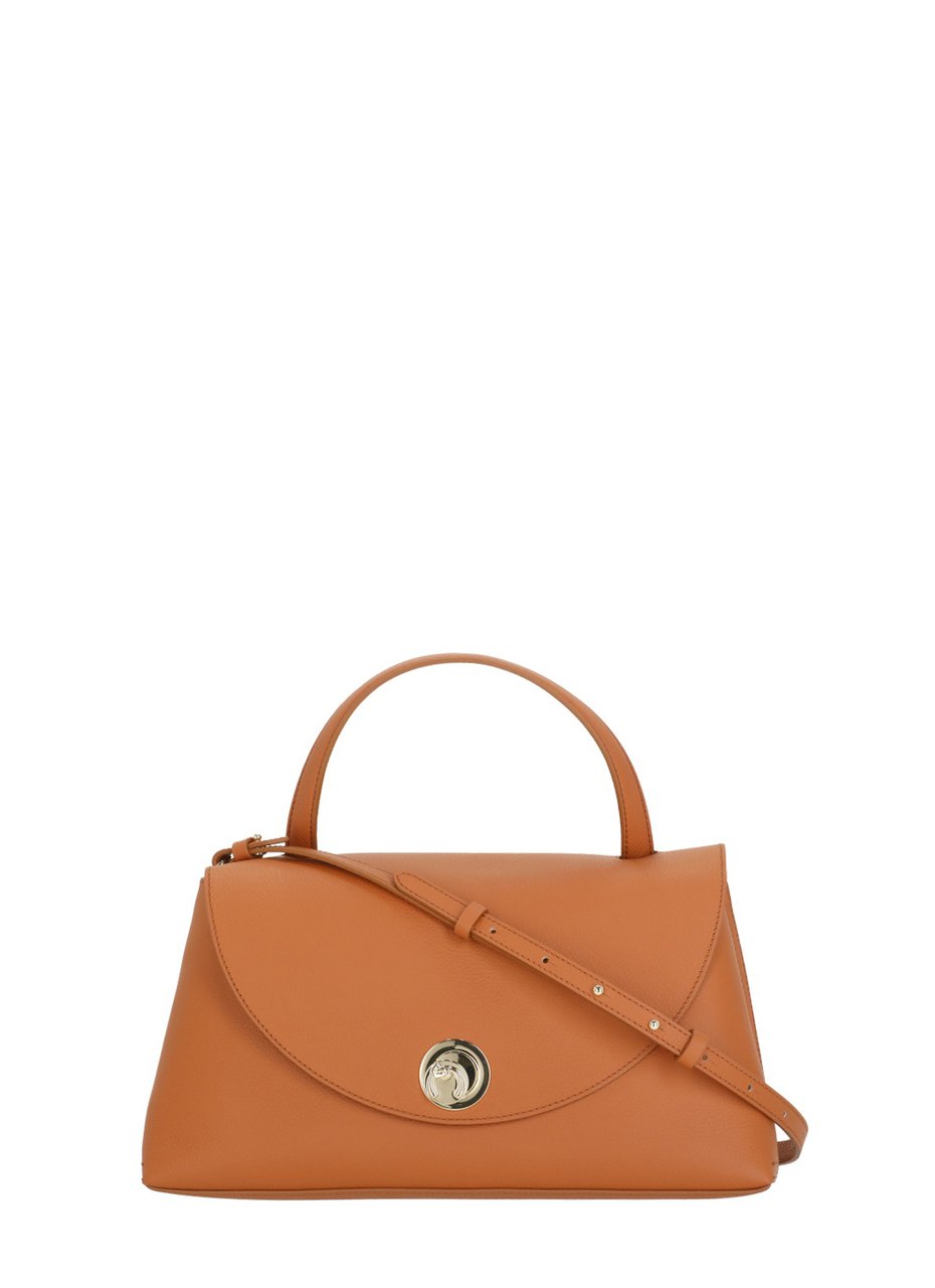 Coccinelle Structured Orange Pebbled Leather Shoulder Bag Bruin