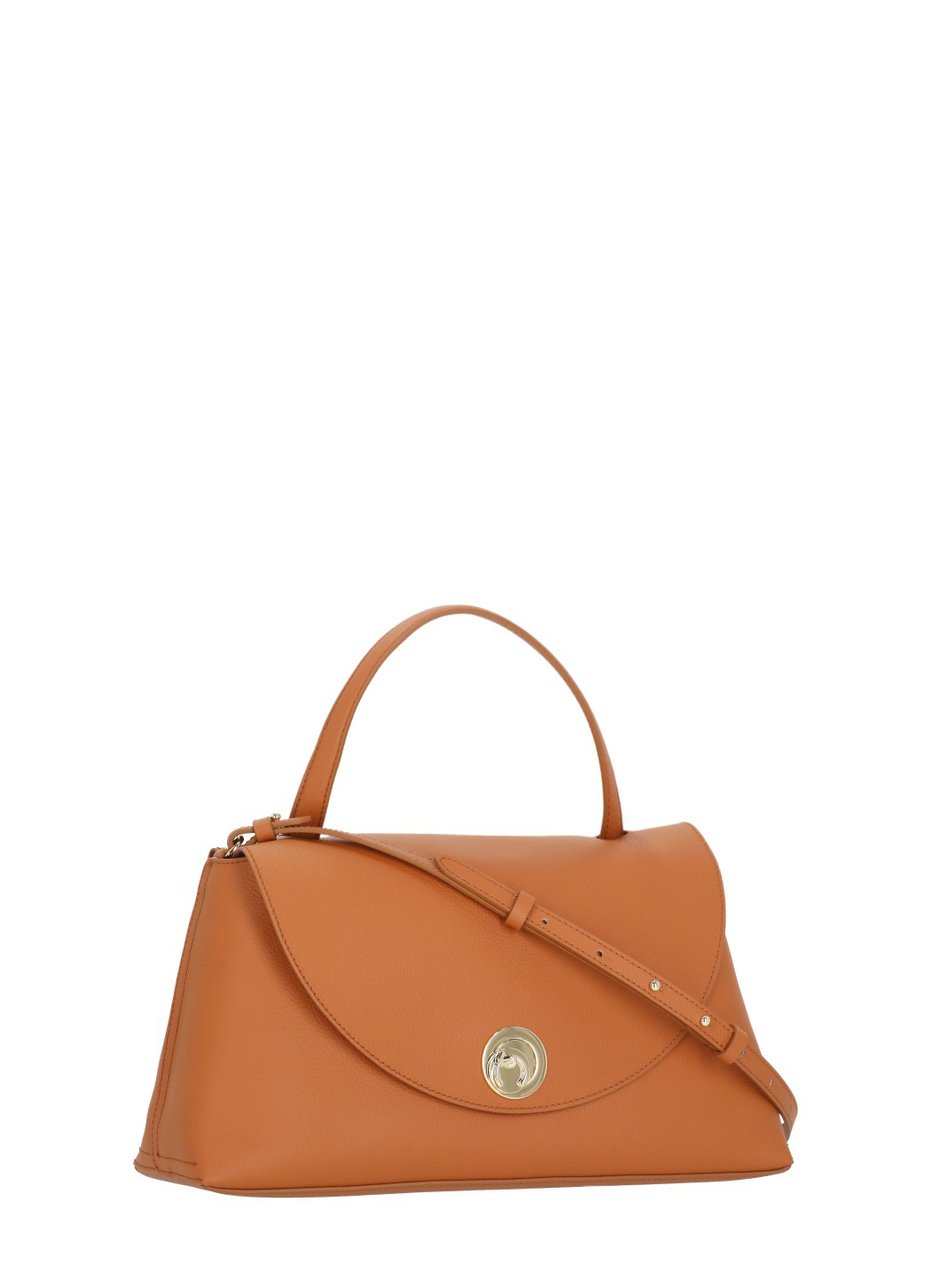 Coccinelle Structured Orange Pebbled Leather Shoulder Bag Bruin