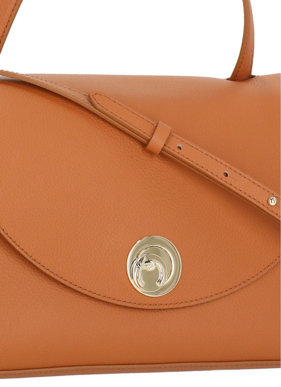 Coccinelle Structured Orange Pebbled Leather Shoulder Bag Bruin