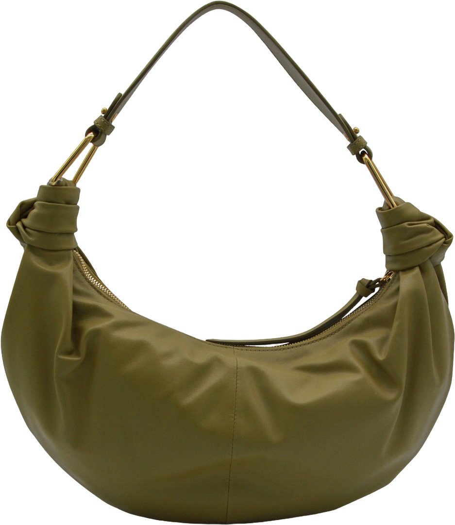 Coccinelle Crescent-Shaped Handbag with Gold-Tone Hardware Groen