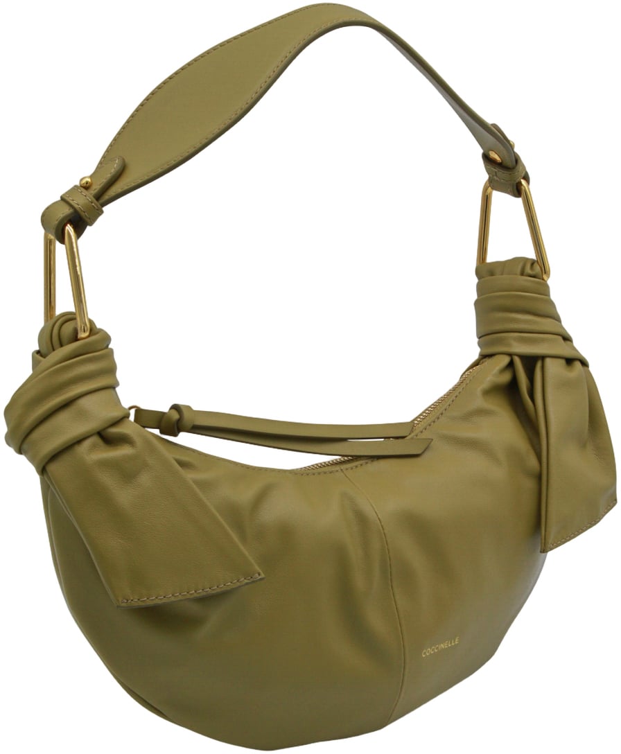 Coccinelle Crescent-Shaped Olive Green Handbag Groen