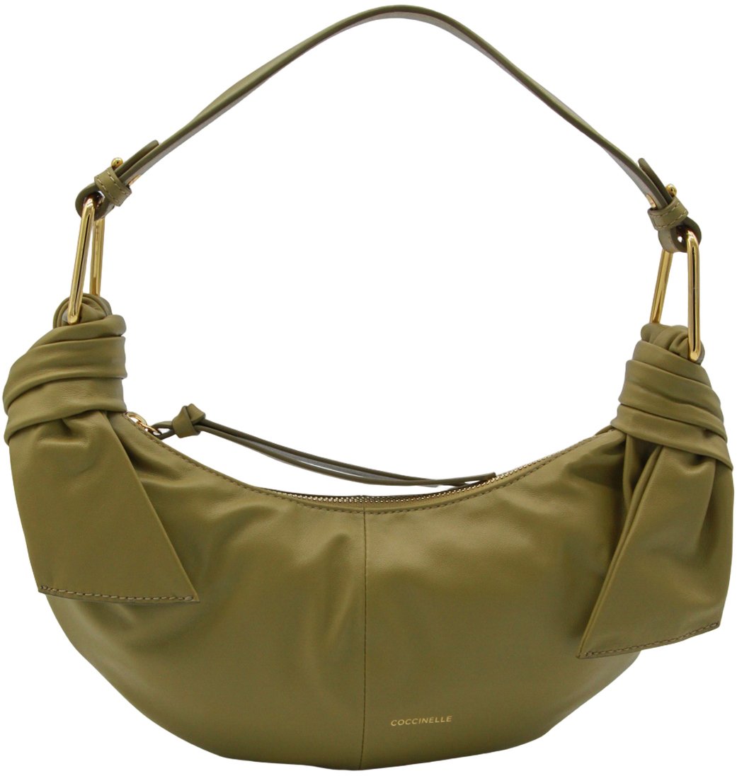 Coccinelle Crescent-Shaped Olive Green Handbag Groen