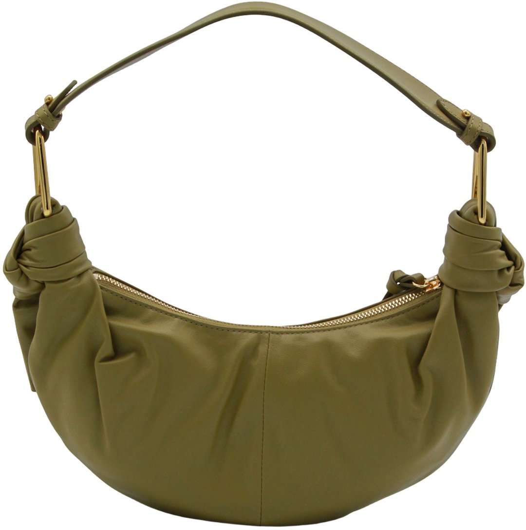 Coccinelle Crescent-Shaped Olive Green Handbag Groen