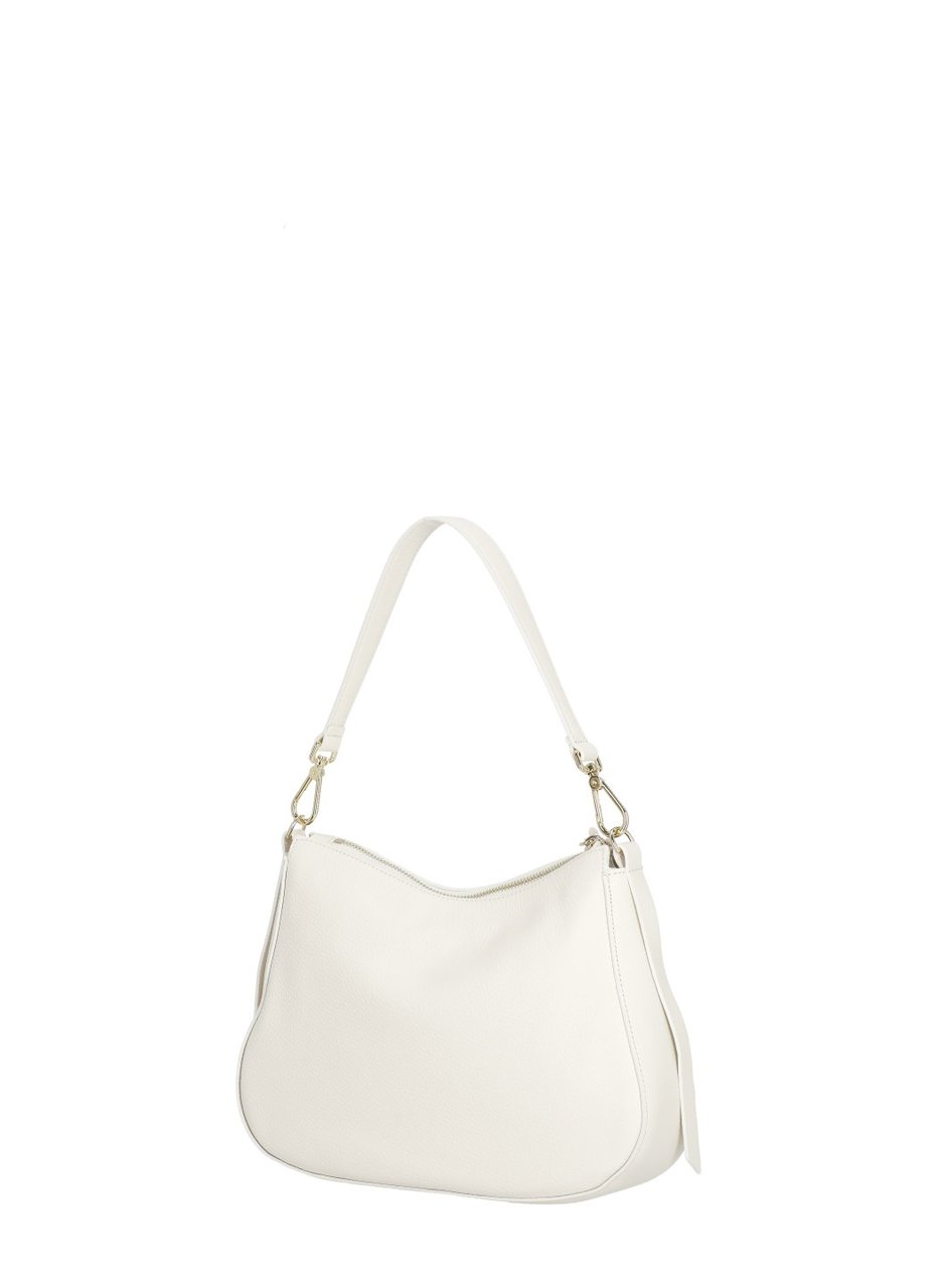 Coccinelle Ivory Leather Nory Small Shoulder Bag With Minimalist Design Neutraal