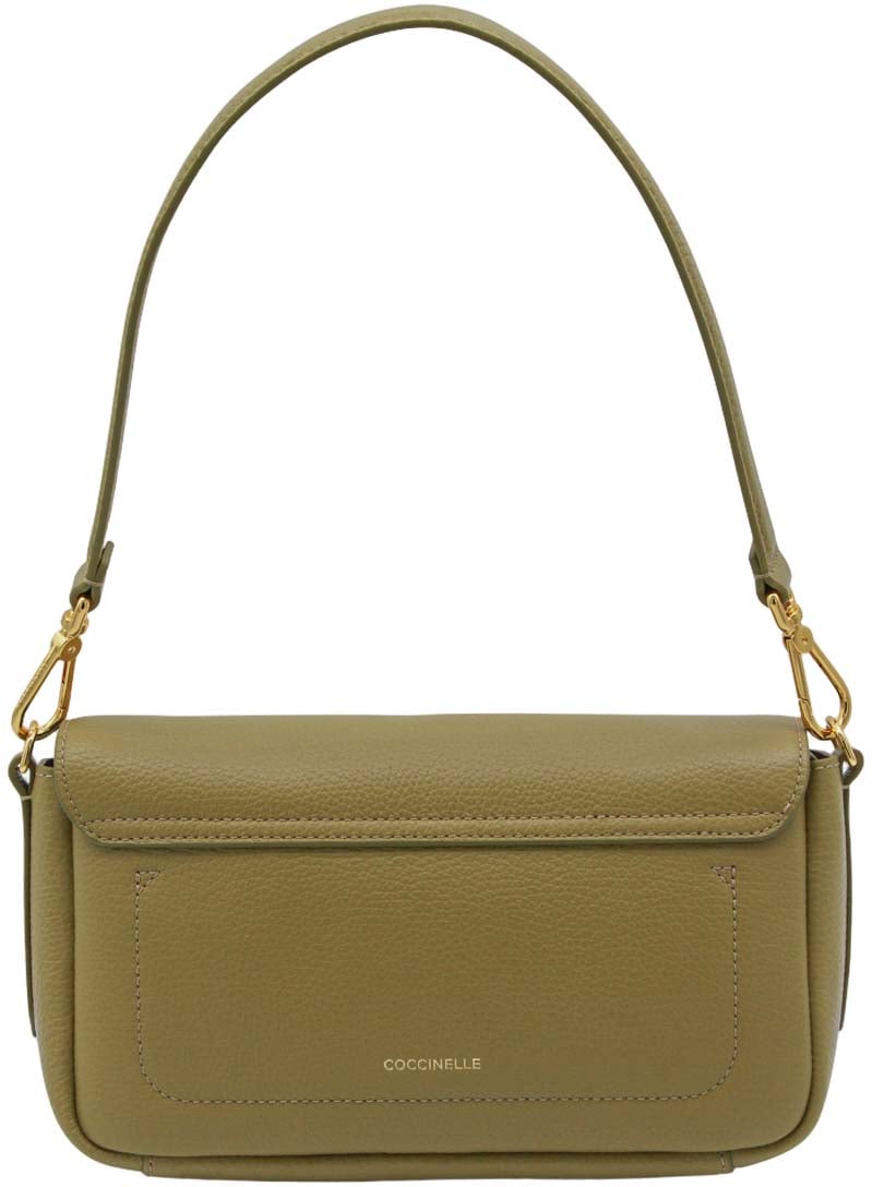 Coccinelle Structured Green Handbag with Gold-tone Clasp Groen