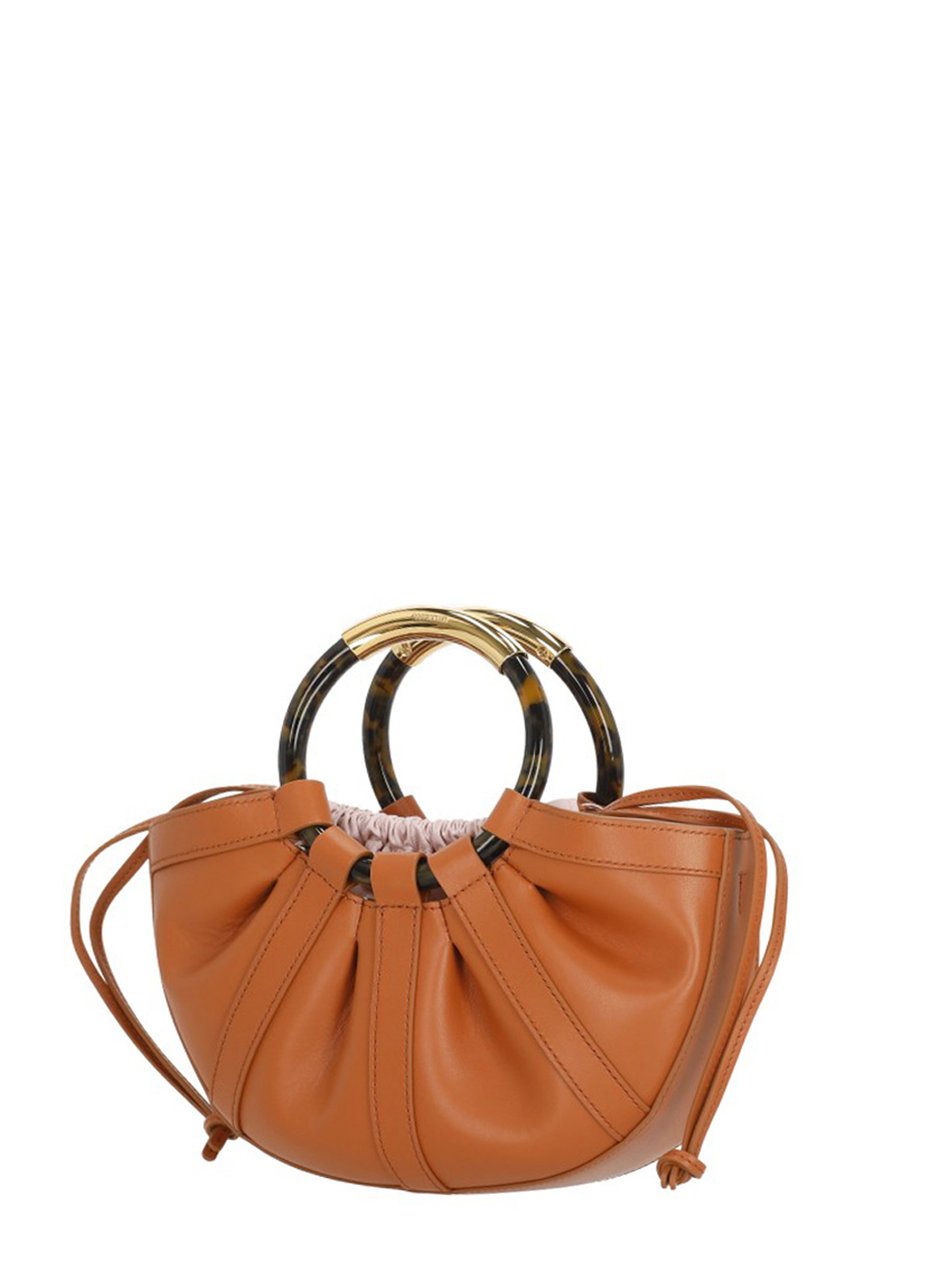 Coccinelle Soft Gathered Leather Medium Shoulder Bag With Two Rigid Handles Bruin